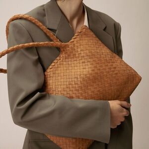 Milaner The Mini Elena Woven Handbag Caramel Nappa